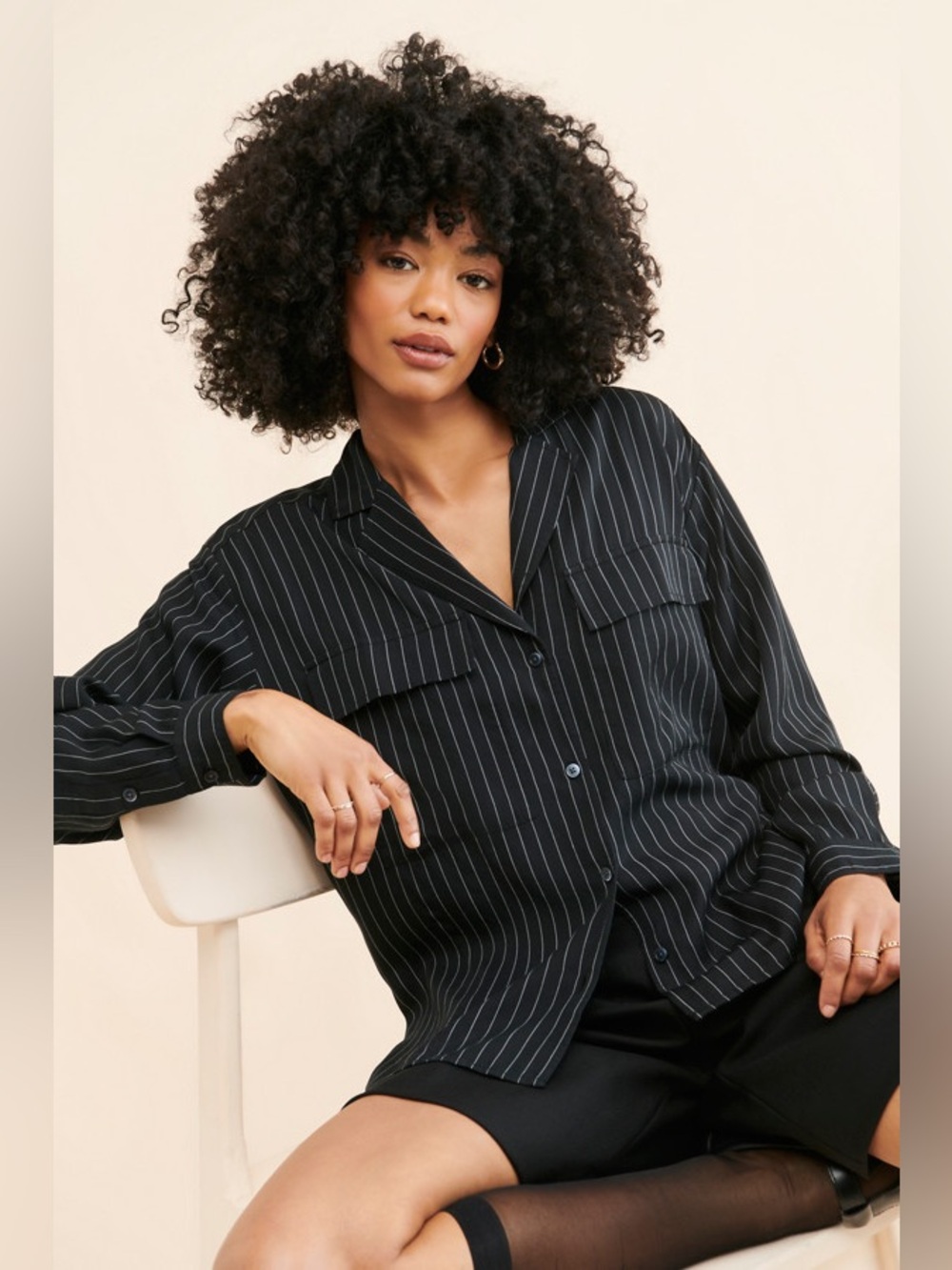 PISTOLA Irene Striped Button Dowm